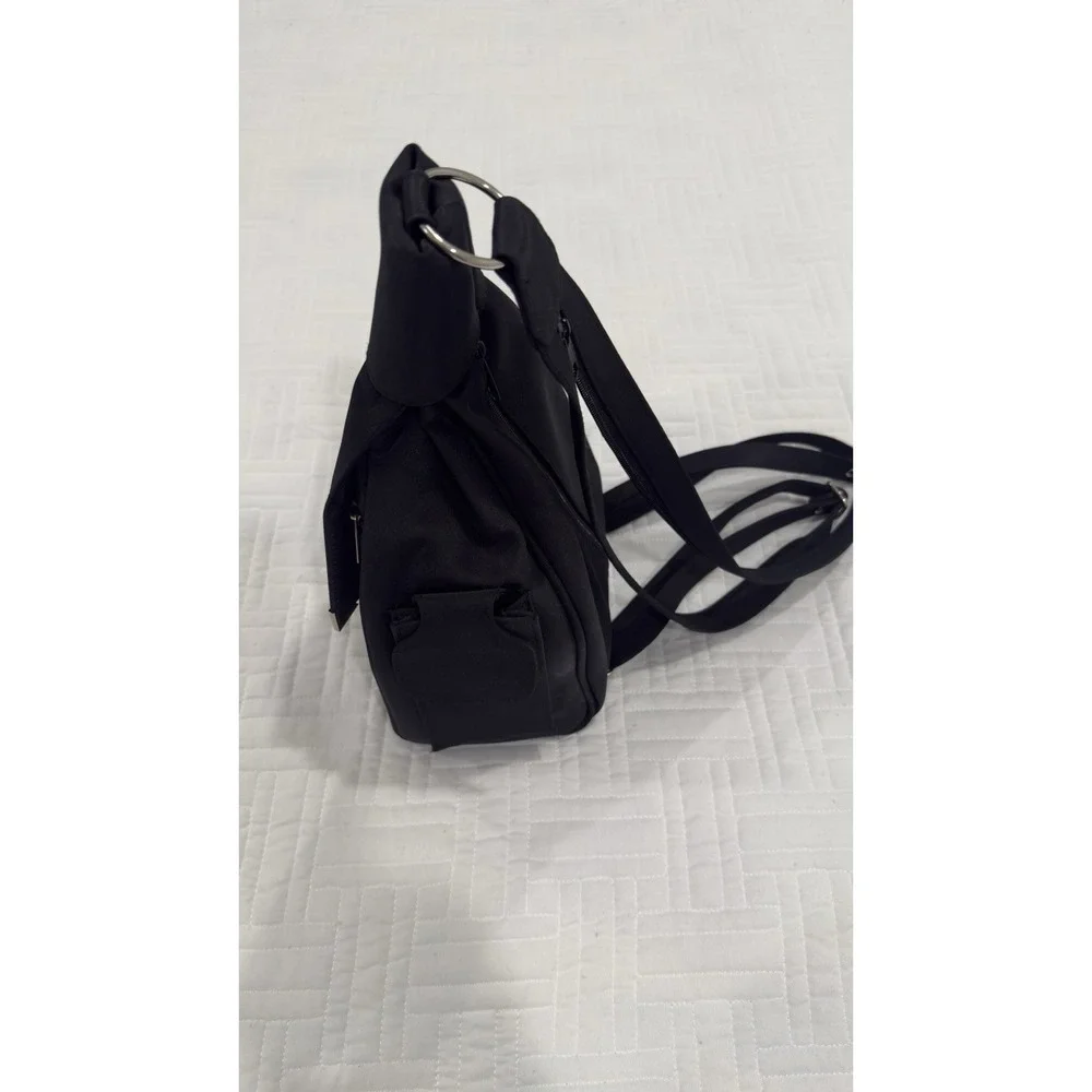 DKNY Donna Karan black‎ nylon sling crossbody backpack bag